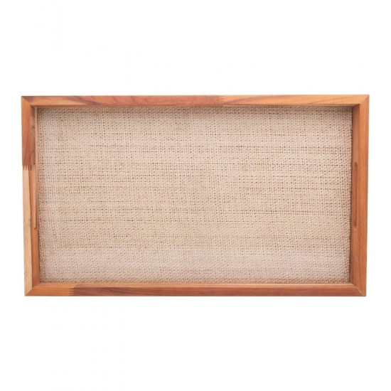 Bandeja 60x35x5cm De Madeira Com Sisal Teca